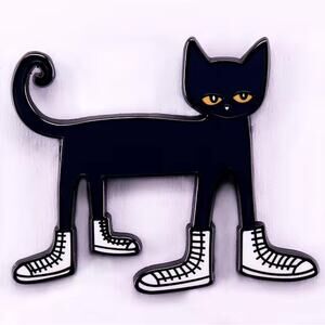Cute Black Cat with Shoes Hard Enamel Pins 275